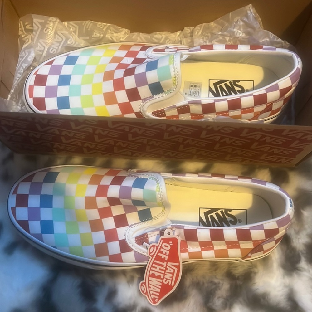 Multicolor checkered vans